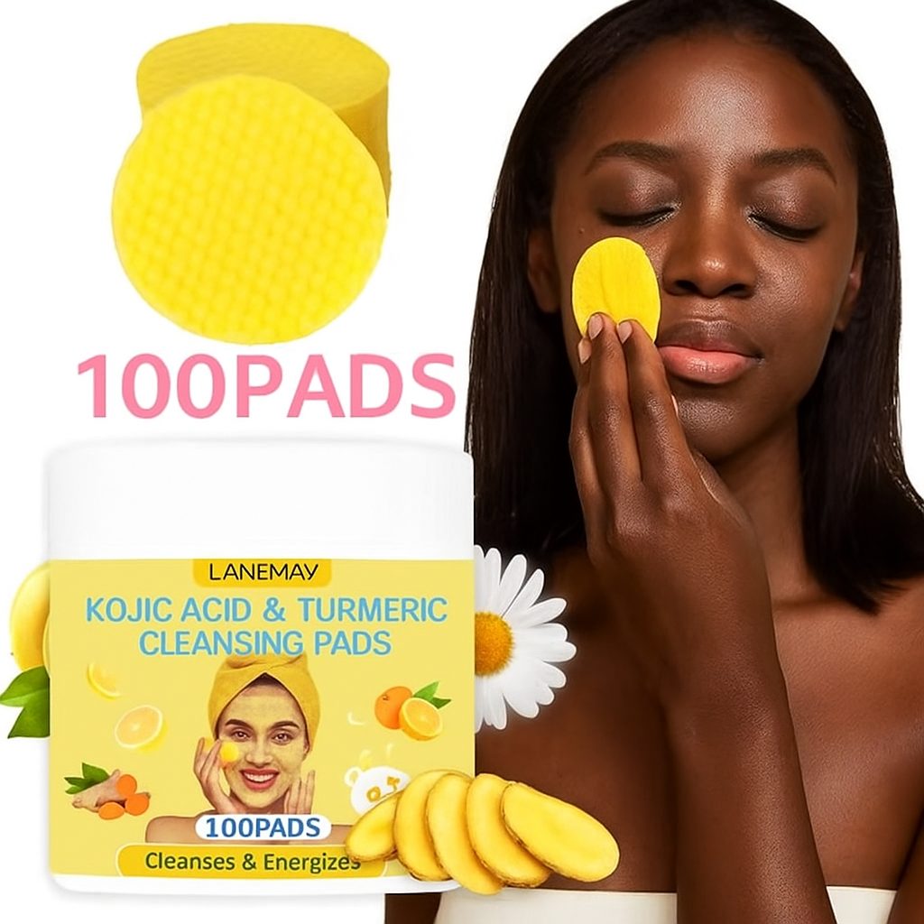 Lot de 100 tampons nettoyants à l'acide kojique et au curcuma